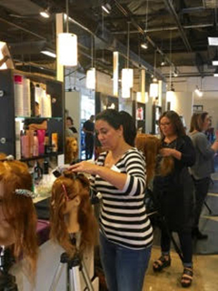 Hair styling demonstration session